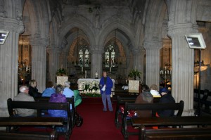 Jackie Queally giving private lecture in Rosslyn Chapel