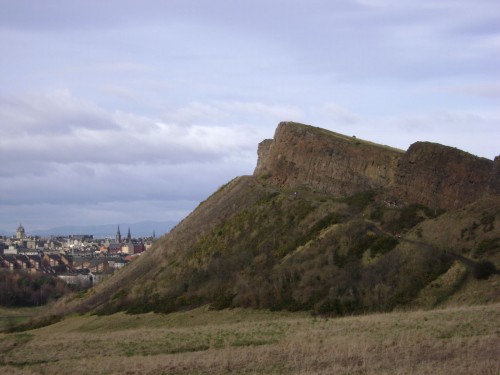 Salisbury Crags in Holyrood Park Edinburgh is one of the well known sacred sites in Scotland